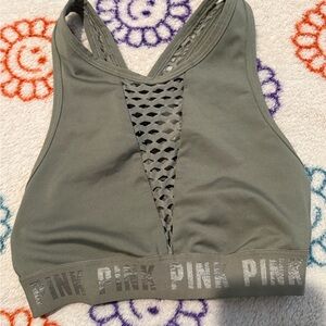 PINK Victoria's Secret Khaki Mesh Sports Bra